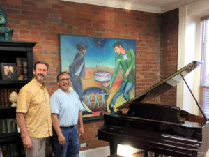 David Sobon owner of painting The Cakewalk with artist Jacinto Rivera 05/22/2017